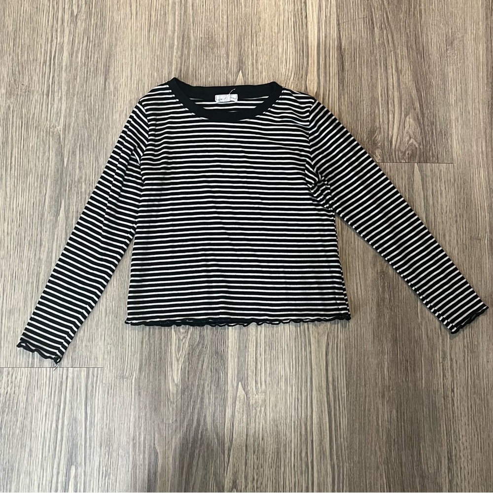 Heart Hips Black and White Striped Top